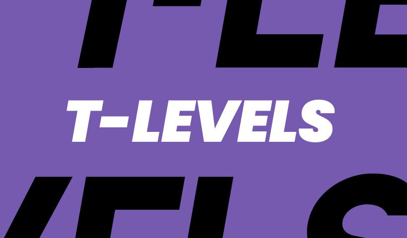 T levels logo on purple background