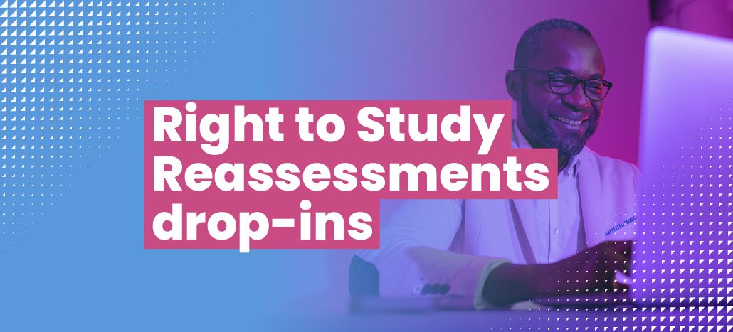 Right to study reassessments drop-in. happy smiling black man.