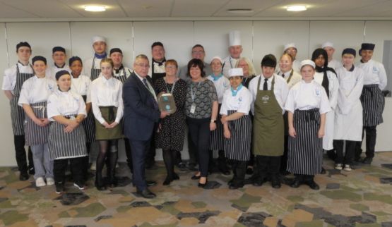 Hospitality staff and students gathered to celebrate winning the craft guild of chefs award