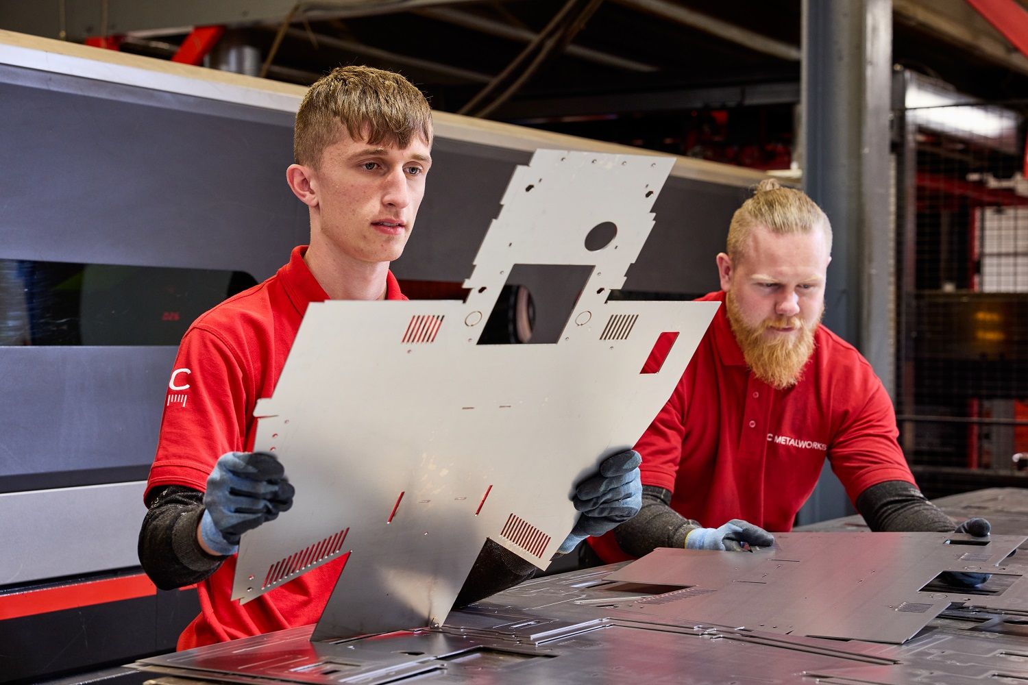 laser-cutting with two engineers