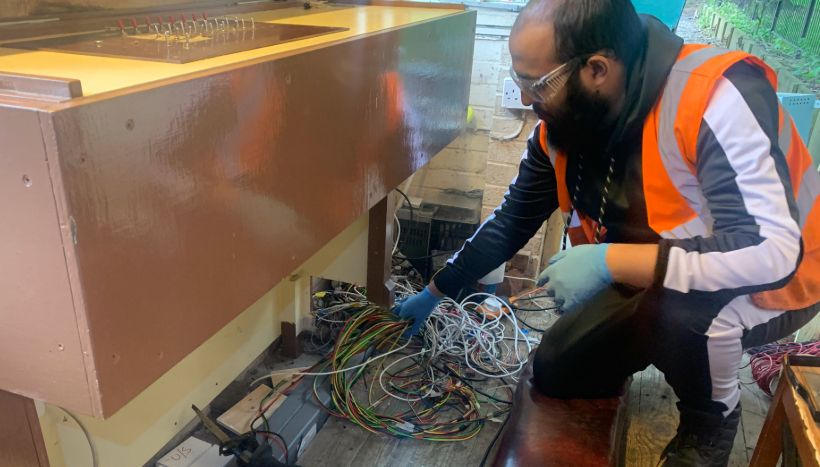 T level student working on wiring at LSME depot