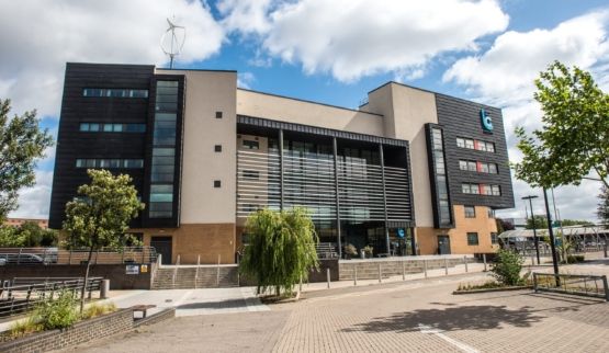 Exterior front view of Leicester College's Abbey Park Campus building