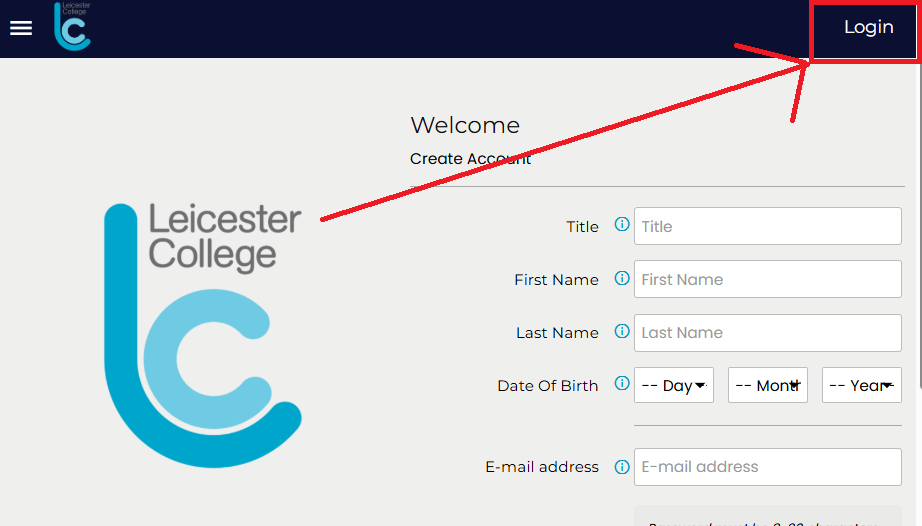 cashless catering login screen